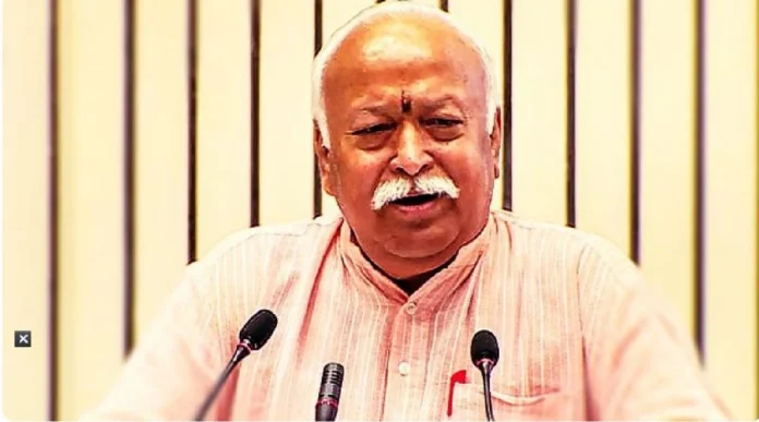 image shows RSS chief Mohan Bhagwat